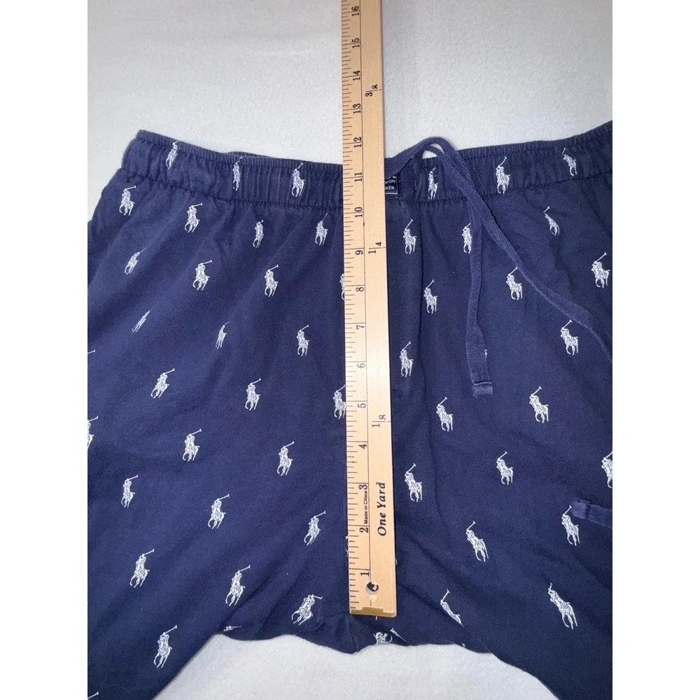 2  Polo Ralph Lauren Pajama Pants Mens Medium Navy Blue & Light Blue Joggers